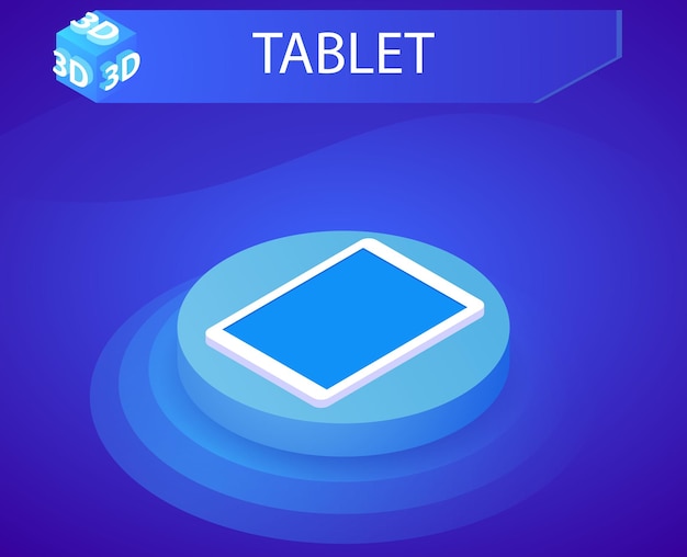 Tablet Izometryczny Projekt Ikona Wektor Ilustracja Sieci Web 3d Kolorowy Koncepcja