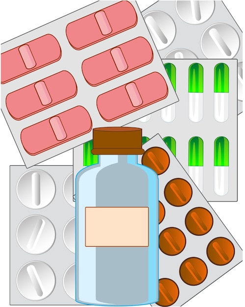 Plik wektorowy tabletki i lekarstwa na białym tle są izolowane