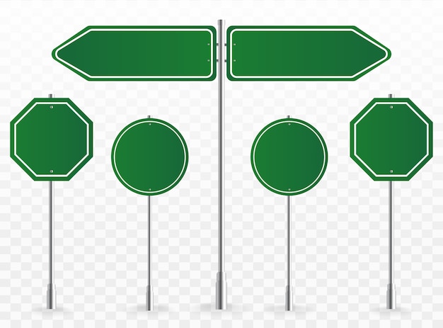 Plik wektorowy tablica kierunkowa, znaki drogowe, tablice znaków drogowych i zielony wskaźnik na tablicy kierunkowej. ilustracja