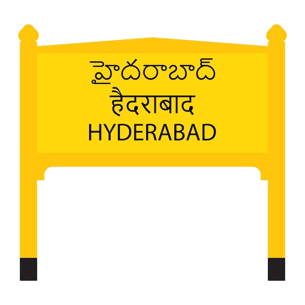 Tablica Nazwy Dworca Kolejowego W Hyderabad Izolowana Na Białym