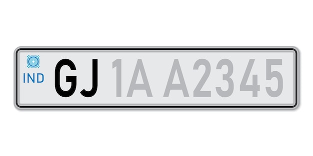Plik wektorowy tablica rejestracyjna samochodu gujarat licencja rejestracyjna pojazdu w indiach standardowe rozmiary