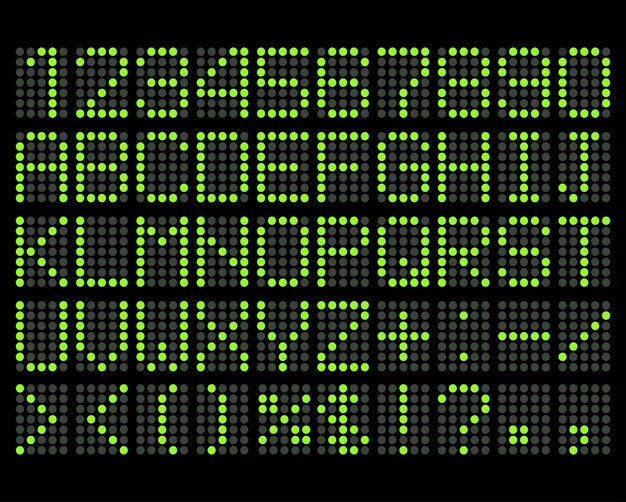Plik wektorowy tablica wyświetlająca cyfrowe litery i cyfry