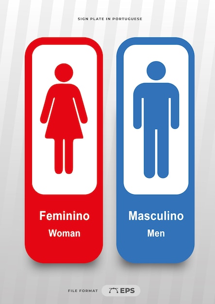 Tabliczka Do Wydrukowania Toalety Męskiej I Damskiej W Języku Portugalskim Brazylijskim