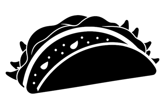 Taco z skorupą tortilli Meksykański obiad płaska wektorowa ikona