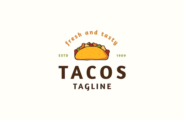 Tacos Jedzenie Logo Ikona Szablon Projektu Płaskie Wektor Ilustracja