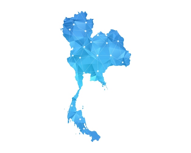 Tajlandia Mapa Linii Kropki Wielokątne Abstrakcyjne Geometryczne.