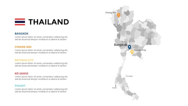 Tajlandia Wektor Mapa Infografika Szablon Prezentacja Slajdów Kraj Azji