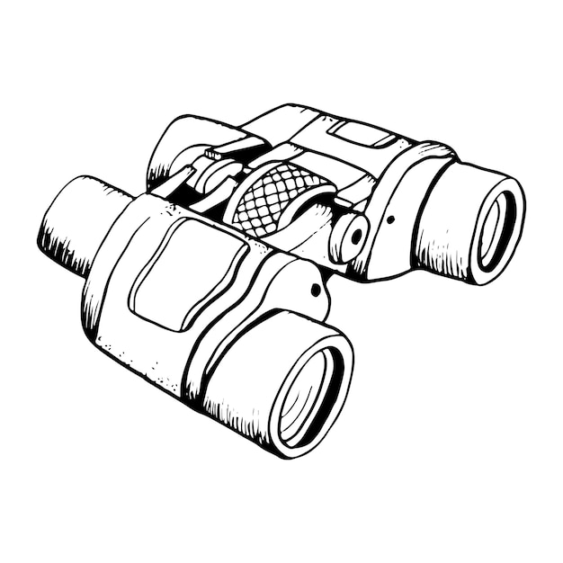Plik wektorowy taktyczne lornetki czarno-białe ilustracje wektorowe do celów wojskowych obserwacja ptaków kemping