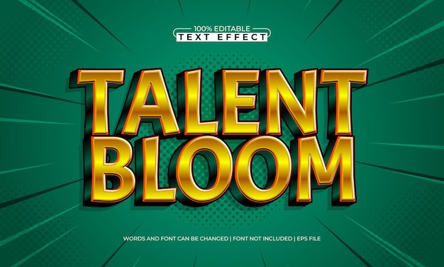 talent bloom edytowalny efekt tekstowy z mądrym i zabawnym stylem tekstu