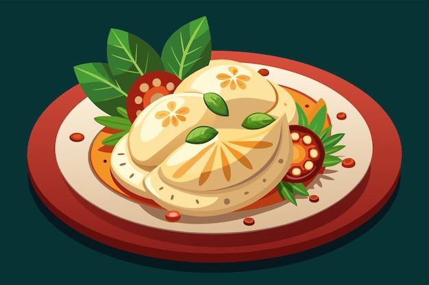 Plik wektorowy talerz jedzenia z pomidorem i serem