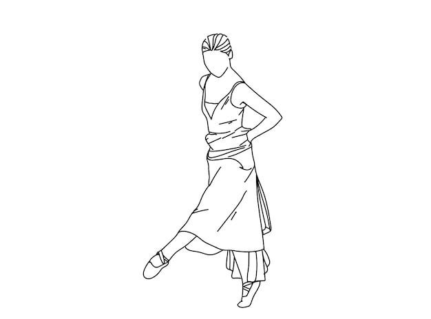 Tańcząca Dziewczyna Ilustracja Linii