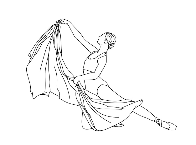 Plik wektorowy tańcząca dziewczyna ilustracja linii