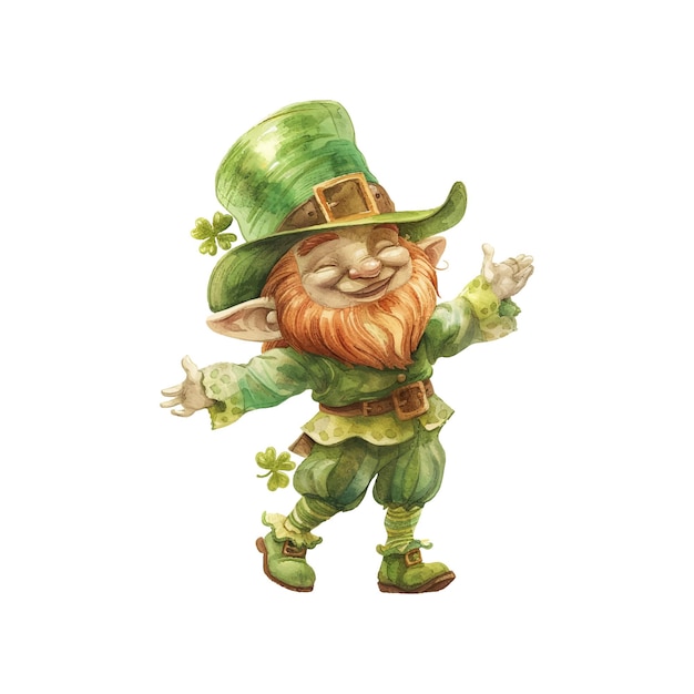 Tańczący leprechaun ilustracja wektorowa w stylu akwarelu