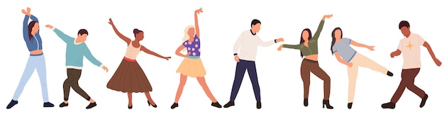Tańczący Mężczyźni I Kobiety Tańczą Na Białym Tle Wektor
