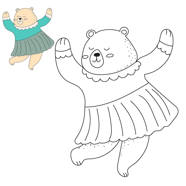 Tańczący niedźwiedź kolorowanka na białym tle