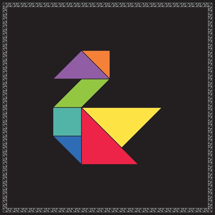 Tangram Puzzle Cygnet Vector Kolorowa ilustracja geometryczna