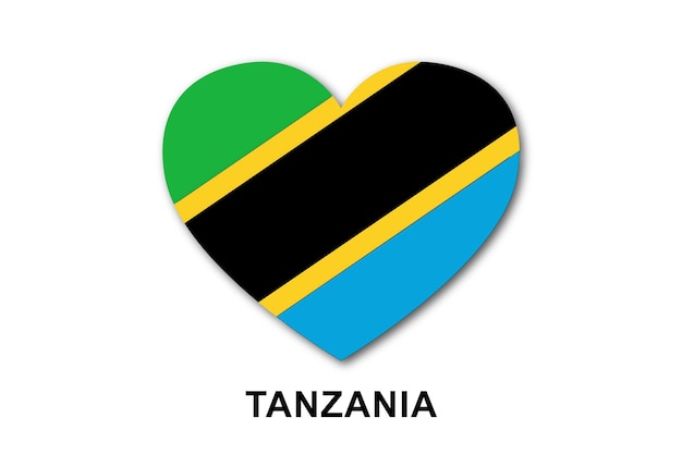 Tanzania flagi serca płaskie