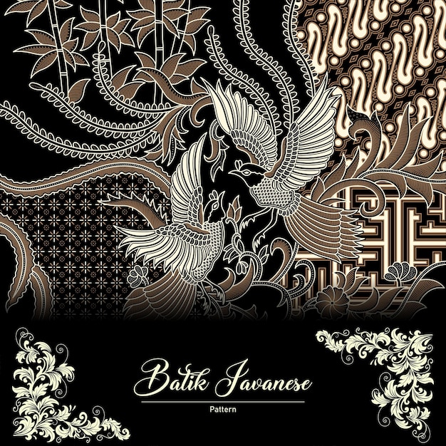 Tapeta dwóch ptaków batik z Indonezji
