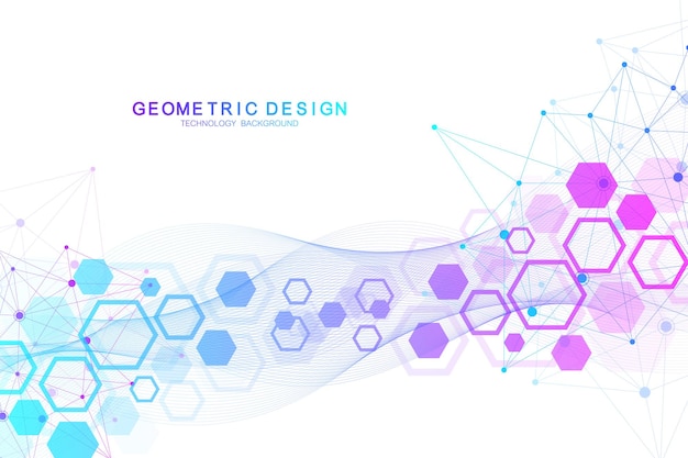 Tapeta lub baner z dynamiczną ilustracją cząsteczek DNA