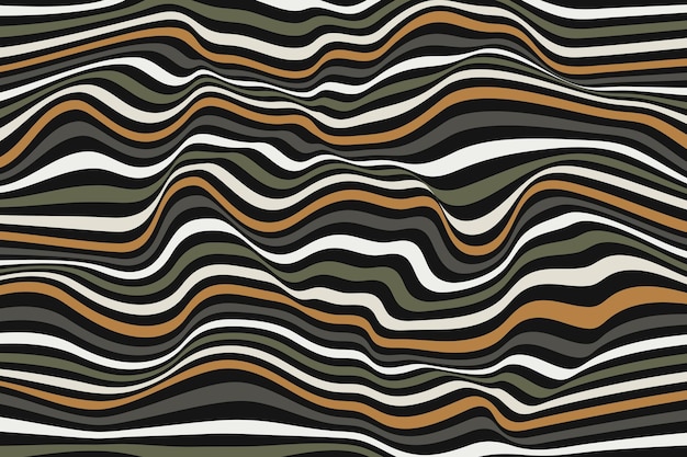 Tapeta w paski z falistymi powierzchniami Wielokolorowe zakrzywione linie wzór tła Modny wzór fałdy fali