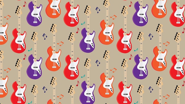 tapeta wzór gitara basowa ilustracja tła