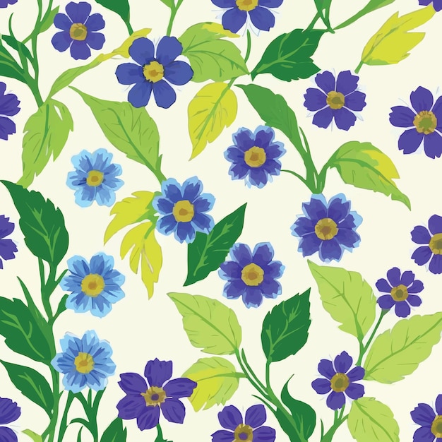 tapeta z niebieskimi kwiatami i zielonymi liśćmi