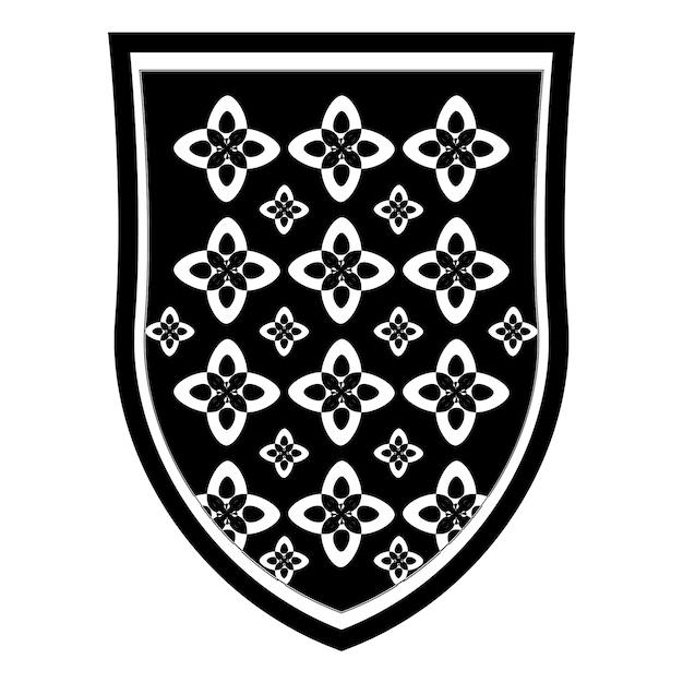 Plik wektorowy tarcza heraldyczna w konturze lineart herb klasyczny emblemat królewski ilustracja wektorowa wyizolowana