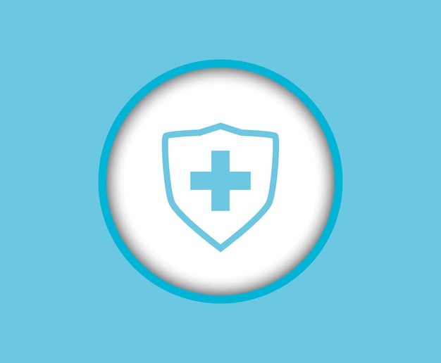 Tarcza z krzyżem Ikona ubezpieczenia medycznego Pojęcie ubezpieczenia zdrowotnego