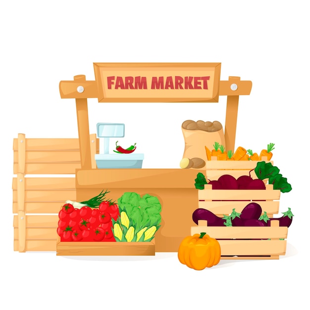 Plik wektorowy targ rolniczy lokalny sklep sprzedaż warzyw owocowych