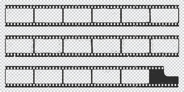 Taśma Filmowa Długi Grunge Przezroczy Stare Roczniki Bębnów Filmowych Wektor Kino Wideo Lub Taśma Fotograficzna Grunge Długa Taśma Filmowa Lub Rolka Negatywu Kamery Filmowej Z Przezroczystym Tłem
