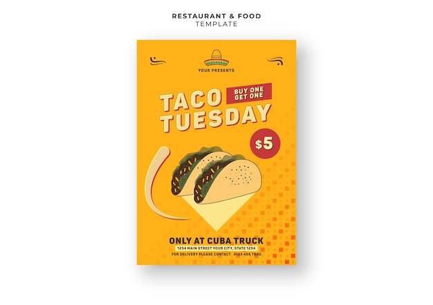 Plik wektorowy tasty mexican tacos restaurant menu cover social media flyer banner design