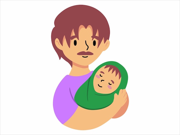 Tata trzyma dziecko lub ilustrację postaci ludzi