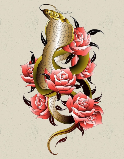 Plik wektorowy tatuaż kobra neo tradycyjny