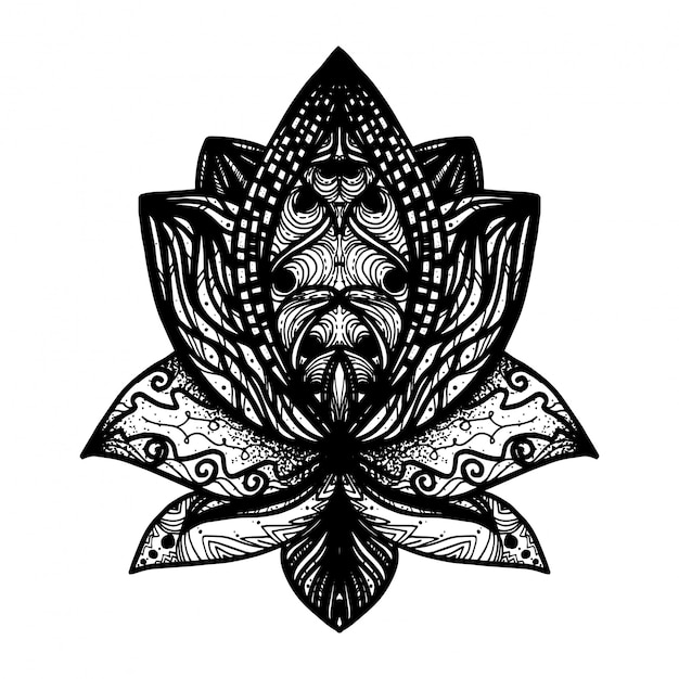 Plik wektorowy tatuaż kwiat lotosu