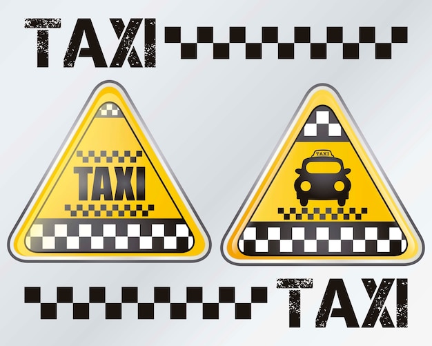 Taxi Znak Ustawia Z Srebną Tło Wektoru Ilustracją