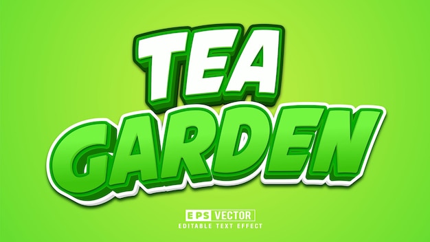 Tea Garden 3d Edytowalny Efekt Tekstowy Wektor Inteligentny Obiekt