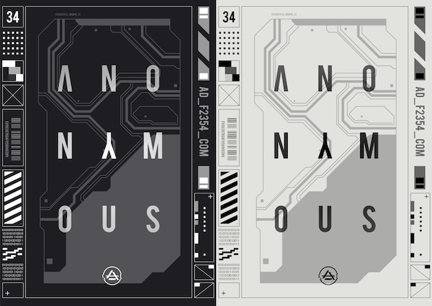 Tech Abstract szablon plakat z elementami HUD kultura cybernetyczna Nowoczesny ulotka do hakowania internetowego i drukowanego Cyberpunk futurystyczne programowanie plakatów i środowiska wirtualne