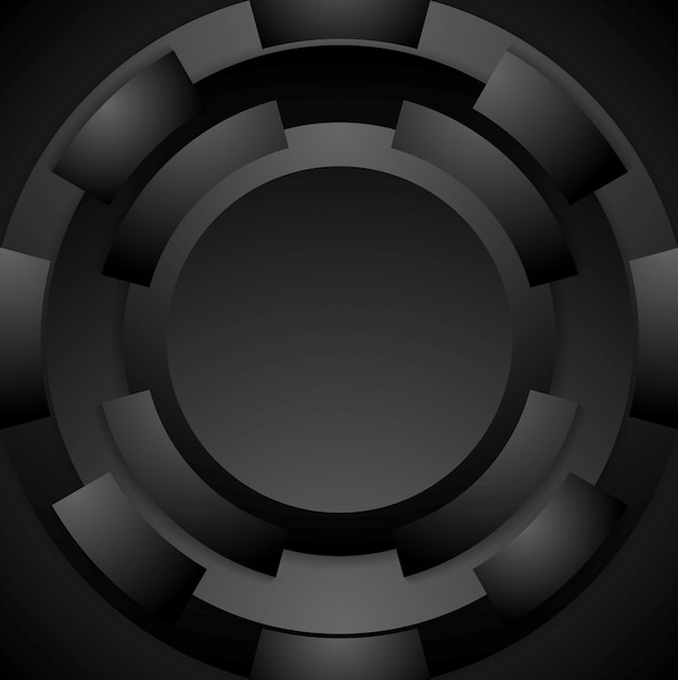Tech okrągły kształt streszczenie tło. Czarny wzór. Ilustracja wektorowa