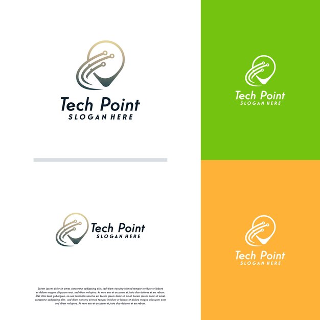 Tech Point logo projektuje wektor koncepcyjny, logo Point tech, symbol logo Pixel Point
