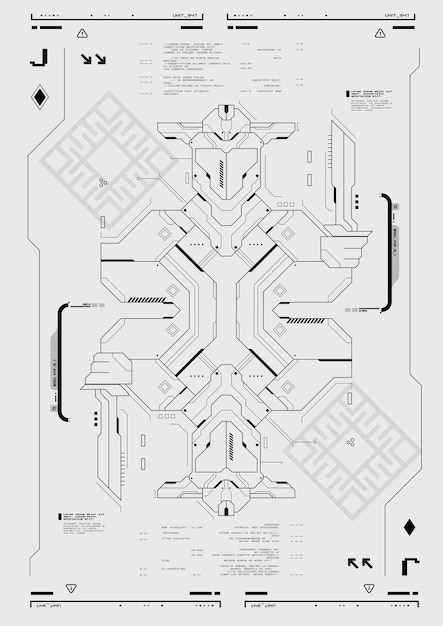 Techniczny plakat z elementami HUD, kultura cybernetyczna, nowoczesny ulotka do hakowania stron internetowych i druku, plakat Cyberpunk