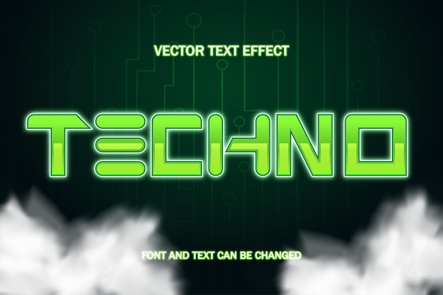 Techno Glow Typografia Napis Lekki Tekst Technologia 3d Edytowalny Efekt Tekstowy Styl Czcionki Tła