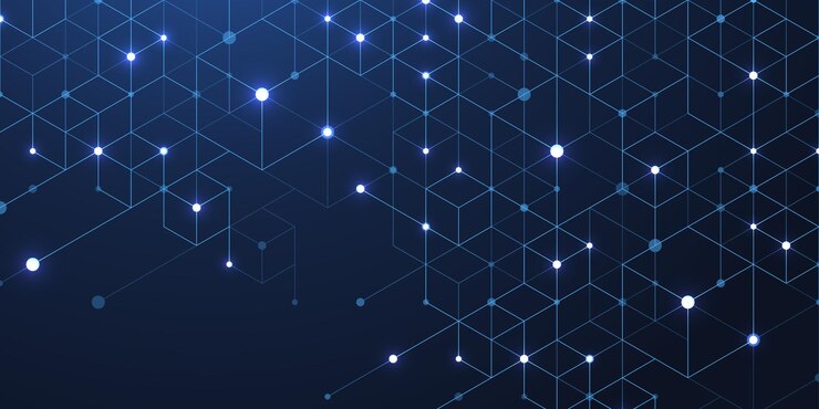 Wektor technologia abstrakcyjne linie i kropki łączą tło z sześciokątami