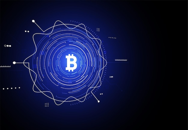 Technologia cyfrowa kryptowaluty Bitcoin na desce obwodowej Ilustracja wektorowa