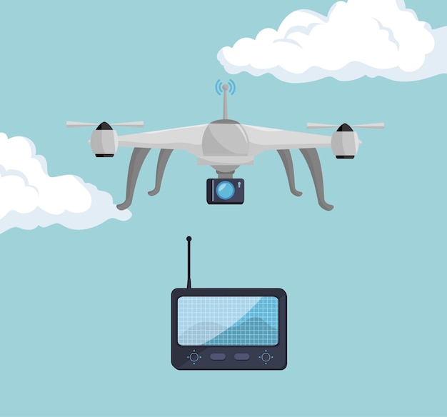 Technologia Drone Wideo Na Białym Tle Projekt Ikona