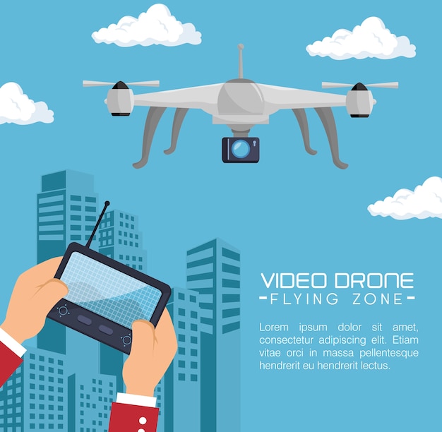 Technologia drone wideo na białym tle projekt ikona