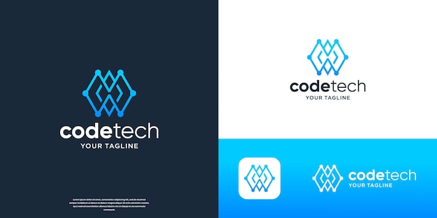 Technologia kodu geometrycznego projektowanie logo abstrakcyjna technologia linii koncepcja