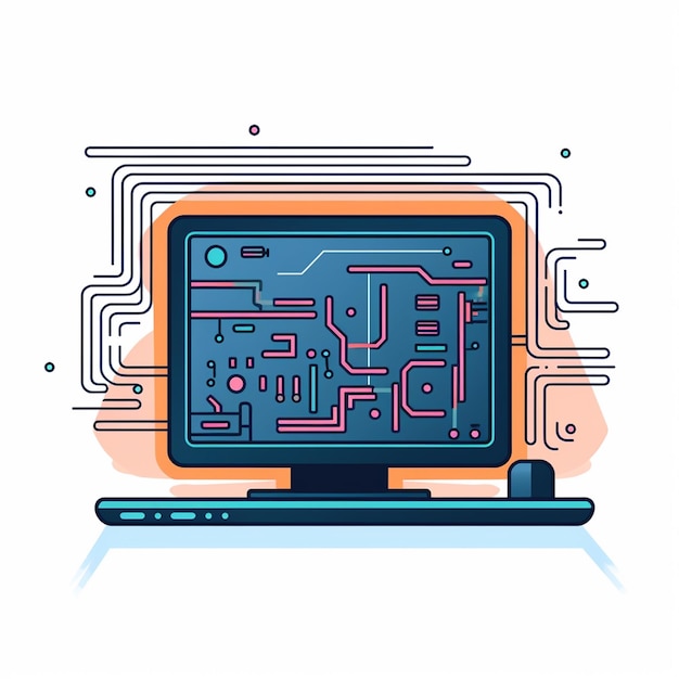 Plik wektorowy technologia komputerowa pc ekran stacjonarny izolowany monitor internetowy laptop wyświetlacz cyfrowy bu