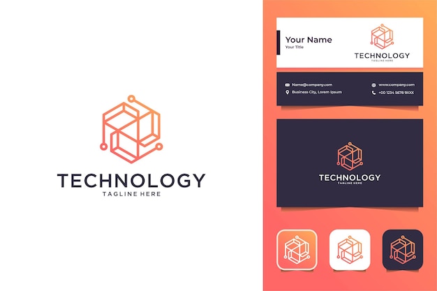 Technologia Linii Sztuki Nowoczesny Projekt Logo I Wizytówka