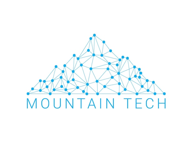 Technologia Mountain Tech Koncepcja Wielokątnego Geometrycznego Unikalnego Projektu Logo