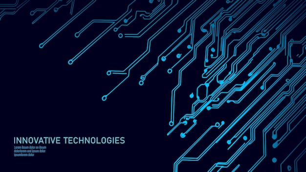 Technologia płytek obwodowych tło niebieskie linie łączą punkty danych użycie do futurystycznego projektowania